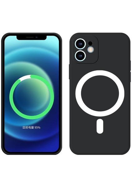 Iphone Magsafe Özellikli Lansman Silikon Telefon Kılıfı SIYAH-IPHONE12 Pro