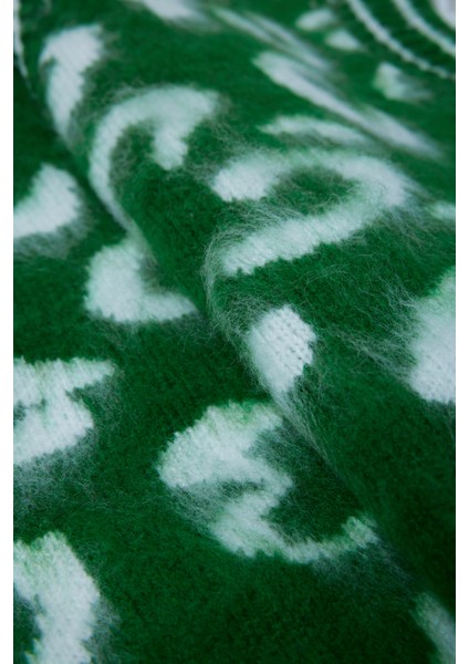 Summer Winter Club Kadın V Yaka Fitilli Kenarlı Kolsuzleopar Desen % 100 Ipek Şardonlu 2 Renk Süveter modelleri