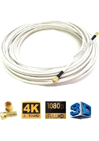 5 Metre Gold Uçlu Rg6/u4 Hazır Anten Kablosu 1080 3D 4K Full Hd 1080 Tak Çalıştır