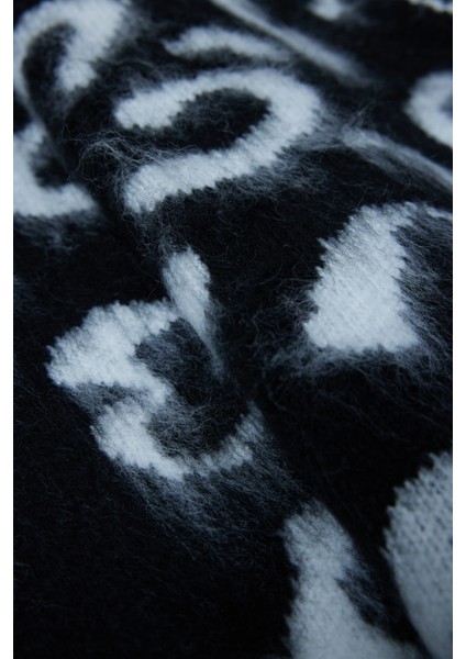 Summer Winter Club Kadın V Yaka Fitilli Kenarlı Kolsuzleopar Desen % 100 Ipek Şardonlu 2 Renk Süveter modelleri