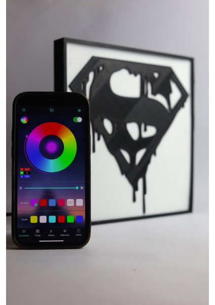 Superman - Rgb Led Işıklı 3 Boyutlu Tabela - 20cm X 20cm X 2cm (Bluetooth Kontrollü)