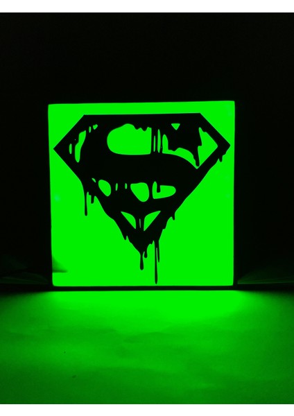 Superman - Rgb Led Işıklı 3 Boyutlu Tabela - 20cm X 20cm X 2cm (Bluetooth Kontrollü)
