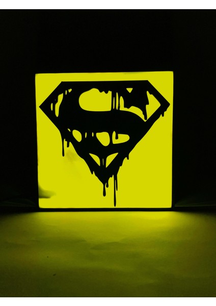 Superman - Rgb Led Işıklı 3 Boyutlu Tabela - 20cm X 20cm X 2cm (Bluetooth Kontrollü)