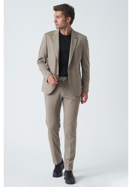 Brighton & Hove T2438 Slim Fit 6 Drop Takım Elbise Bej