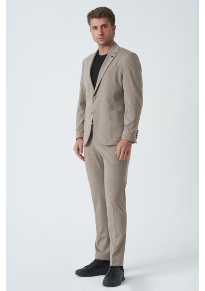 Brighton & Hove T2438 Slim Fit 6 Drop Takım Elbise Bej modelleri