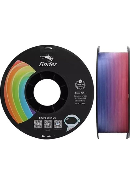 Urhanshop Creality Ender Pla+ Rainbow Filament 1.75MM 1000GR