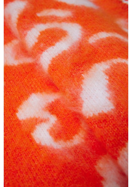 Summer Winter Club Kadın V Yaka Fitilli Kenarlı Kolsuzleopar Desen % 100 Ipek Şardonlu 2 Renk Süveter