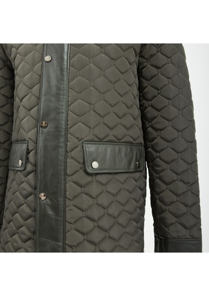 Erkek Kapitone Deri Mont [810015], Haki Yeşil, 3xl fırsatları