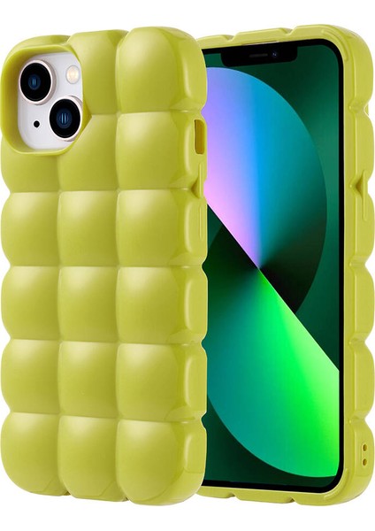 Apple iPhone 15 Plus Uyumlu Parlak Kare Kabartmalı Şişme Silikon Kılıf Kapak