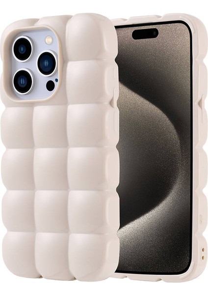 Apple iPhone 15 Pro Max Uyumlu Parlak Kare Kabartmalı Şişme Silikon Kılıf Kapak