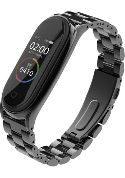Xiaomi Mi Band 5 ve Mi Band 6 Uyumlu Paslanmaz Çelik Klipsli Metal Kordon