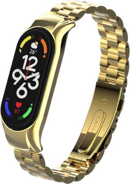 Xiaomi Mi Band 7 Uyumlu Paslanmaz Çelik Klipsli Metal Kordon