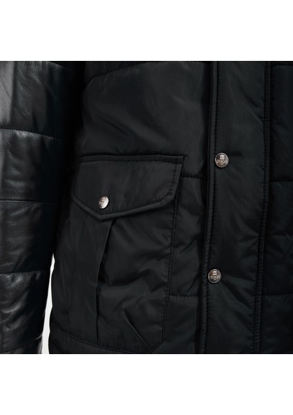 Erkek Şişme Deri Mont [810017], Siyah, 3xl fiyatları