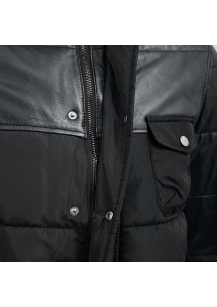 Erkek Şişme Deri Mont [810017], Siyah, 3xl modelleri