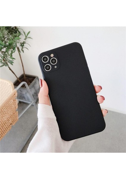 Iphone Lansman Likid Silikon Kamera Korumalı Kılıf Siyah-Iphone 11 Pro Max