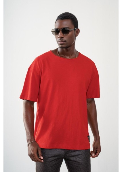 Unisex Pis Yaka Basic Eteği Armalı Oversize Kalıp Tişört 1014 fiyatları