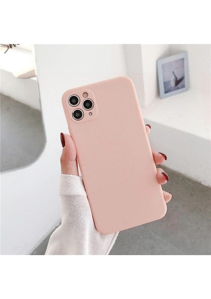 Iphone Lansman Likid Silikon Kamera Korumalı Kılıf Pudra Pembe-Iphone 11 Pro