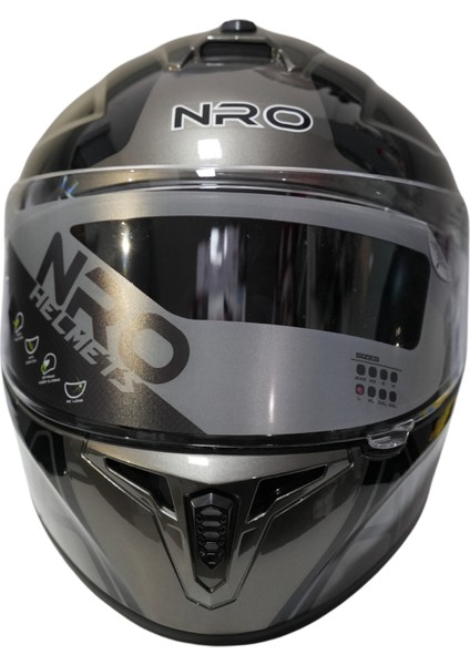 X005 Kapalı Kask Gri-Siyah
