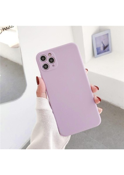 Iphone Lansman Likid Silikon Kamera Korumalı Kılıf Lila-Iphone 11 Pro Max
