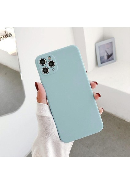 Iphone 11 pro max Lansman Likid Silikon Kamera Korumalı Kılıf Mavi
