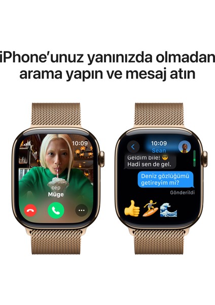 Watch Series 10 GPS + Cellular, 46 mm Altın Rengi Titanyum Kasa ve Altın Rengi Milano Loop - M/L