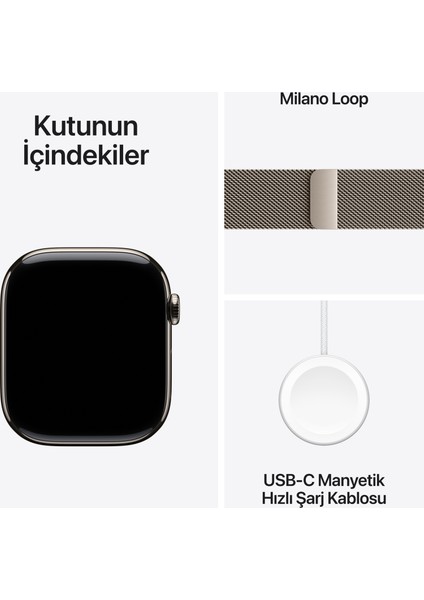 Watch Series 10 GPS + Cellular, 42 mm Natürel Titanyum Kasa ve Natürel Milano Loop