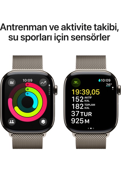 Watch Series 10 GPS + Cellular, 42 mm Natürel Titanyum Kasa ve Natürel Milano Loop