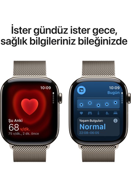 Watch Series 10 GPS + Cellular, 42 mm Natürel Titanyum Kasa ve Natürel Milano Loop