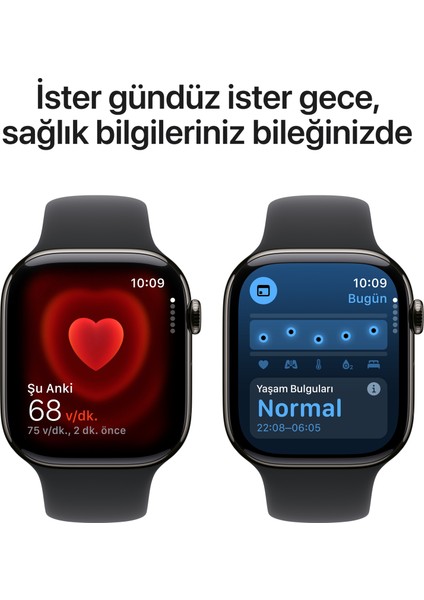 Watch Series 10 GPS + Cellular, 42 mm Arduvaz Titanyum Kasa ve Siyah Spor Kordon - S/M indirimleri