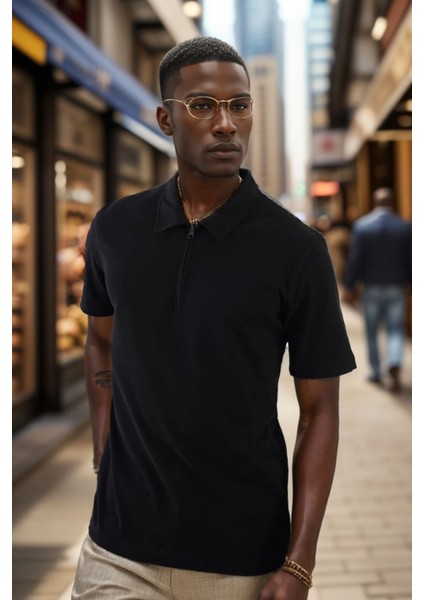 Erkek Polo Yaka Fermuarlı Regular Kesim Penye Tişört 1008 modelleri