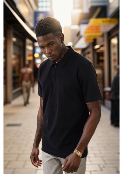 Erkek Polo Yaka Fermuarlı Regular Kesim Penye Tişört 1008 fırsatları