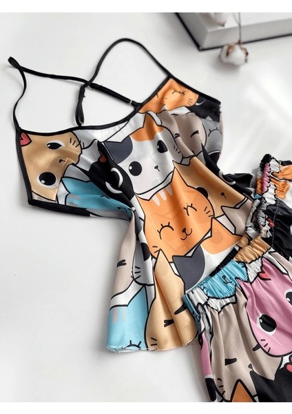 Kedi Baskılı Şortlu Takım fırsatları