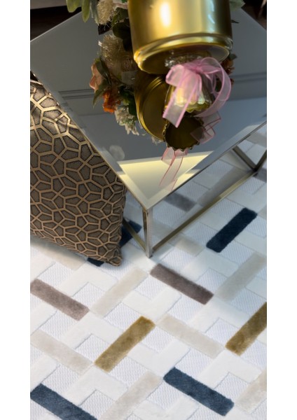 Iskandinav Halı Çapraz Model Krem Modern Salon Halı Koridor Halısı Yolluk Oturma Odası Saçaklı Halı fırsatları