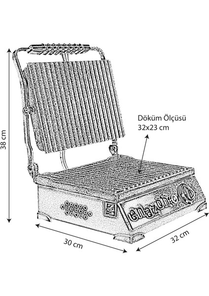 8 Dilim Elektrikli Saf Döküm Tost Makinesi  (Döküm 30X23) - Siyah