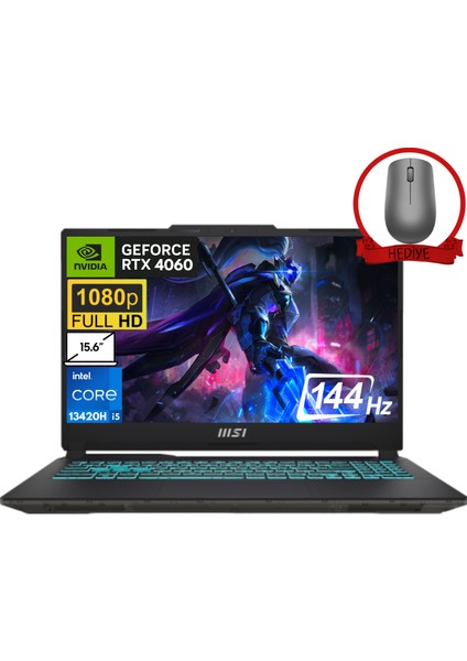 Msı Cyborg 15 Intel Core I5-13420H 48GB 1tb SSD 8GB/RTX4060 15.6" 144Hz Fdos Full Hd Taşınabilir Bilgisayar A13VF-1204XTR-A22 & Anzar Mouse