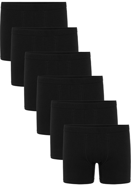 Erkek Siyah 6’lı Likralı Boxer - 24102