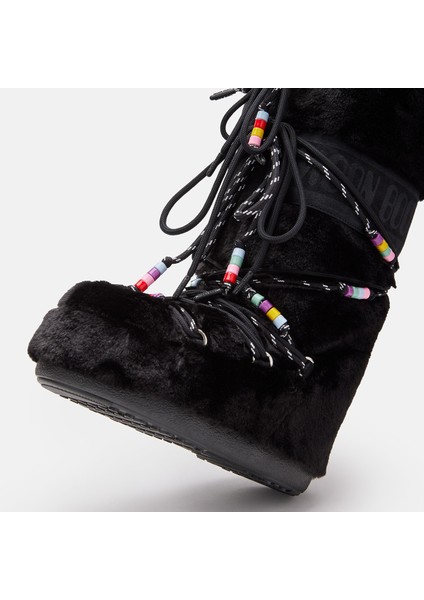 Kadın 80D1408990-N001 Moon Boot Icon Faux Fur Beads Black