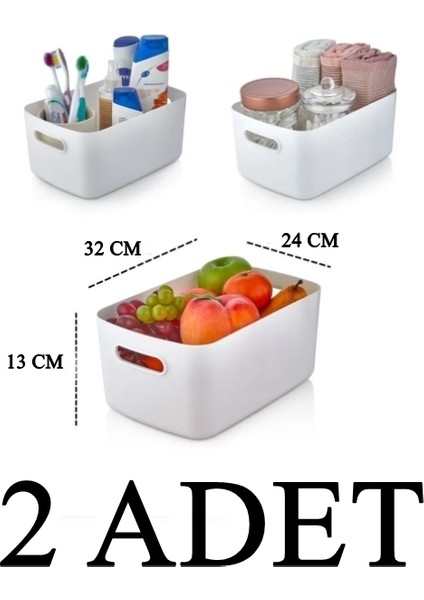 2 Adet 9.5 Lt Dolap Içi Buzdolabı Düzenleyici Banyo Organizer Sepet