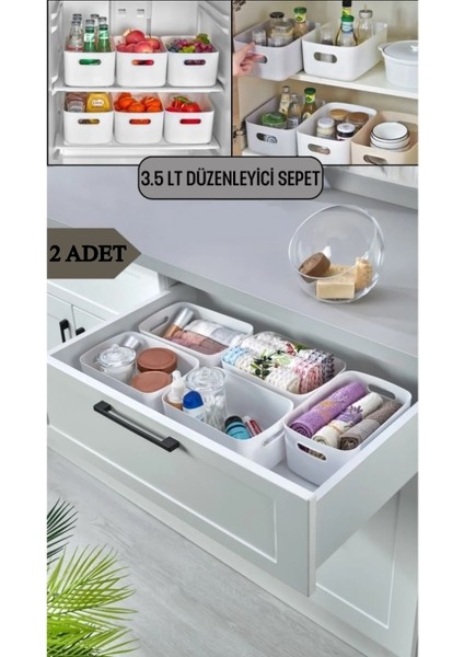 2 Adet 3.5 Lt Dolap Içi Buzdolabı Düzenleyici Banyo Organizer Sepet