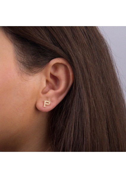 14 Ayar Altın Taşlı P Harf Küpe 0,55 gr fiyatları