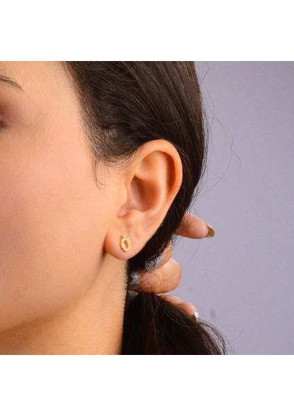 14 Ayar Altın Taşlı Ö Harf Küpe 0,52 gr modelleri