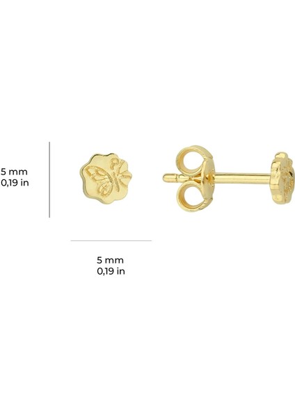 14 Ayar Minik Kelebek Figürlü Altın Küpe 0,59 gr
