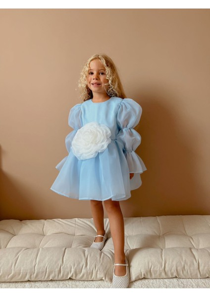 Rose Şifon Kız Çocuk Parti Elbisesi