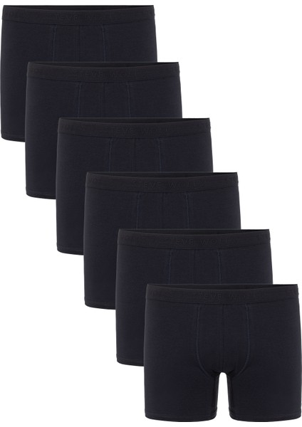 Erkek Lacivert 6’lı Likralı Boxer - 24102