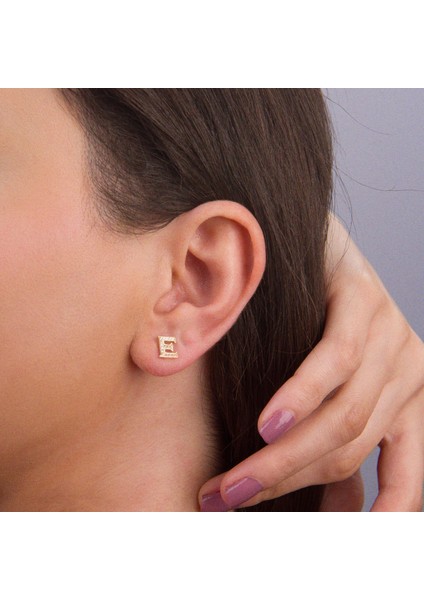 14 Ayar Altın Taşlı E Harf Küpe 0,58 gr fiyatları