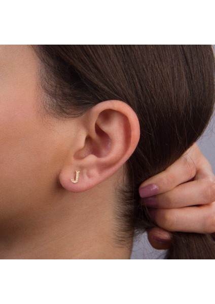 14 Ayar Altın Taşlı J Harf Küpe 0,43 gr fiyatları