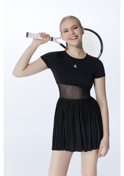 Ed 2374-01 Miami Spor Elbise Siyah (Tenis, Golf, Pickleball, Dans)