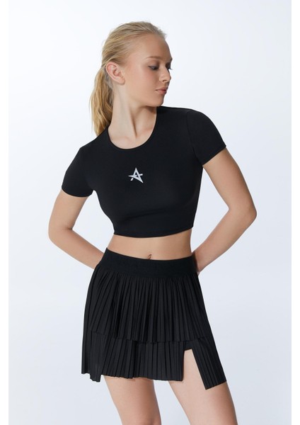 ED 2303-03 Ada Dry-touch Spor Etek Şortlu Siyah (Tenis, Golf, Pickleball, Dans)