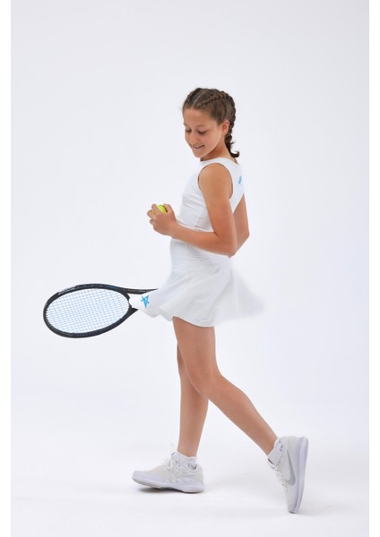 ED2390-05 Tulıp Kloş Dry-Touch Çocuk Spor Etek Şortlu Beyaz - Tenis Dans Yoga fiyatları