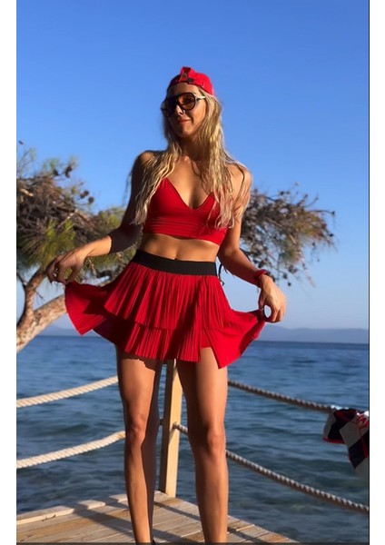 ED 2303-02 Ada Dry-touch Spor Etek Şortlu Kırmızı (Tenis, Golf, Pickleball, Dans) fiyatları